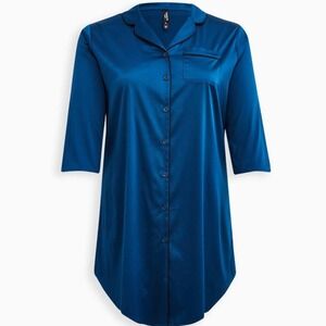 Torrid Dream Satin Button Through Sleep Gown Teal sz Ox